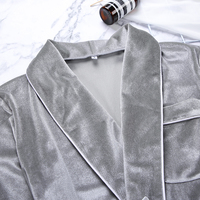 HiLoc aksamitna ciepła piżama dla kobiet szaty i spodnie jednolity, z kieszenią z długim rękawem gruba odzież domowa jesień strój na noc zima na co dzień 2